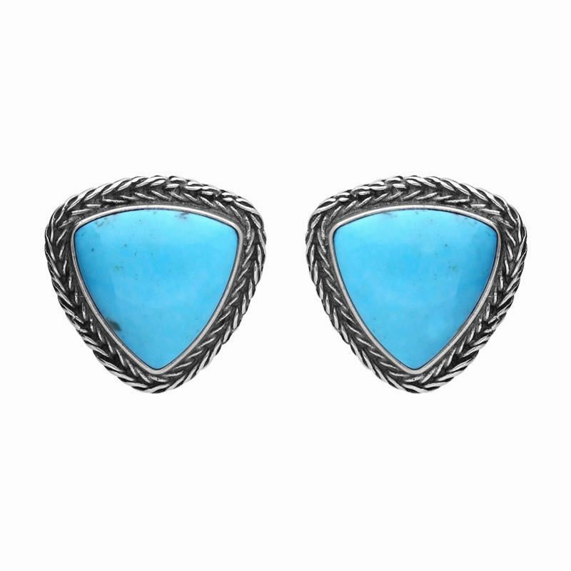 Sterling Silver Turquoise Triangular Large Foxtail Earrings D