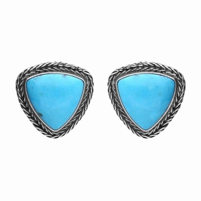 Sterling Silver Turquoise Triangular Large Foxtail Earrings D
