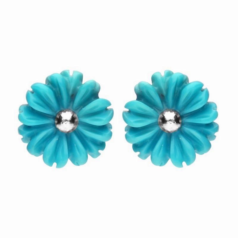 Sterling Silver Turquoise Tuberose Daisy Two Piece Set