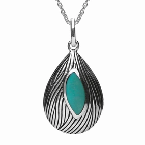 Sterling Silver Turquoise Wave Patterned Necklace