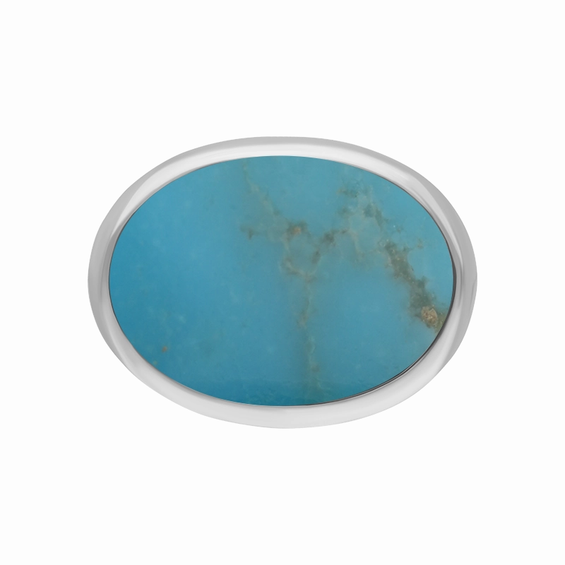 Sterling Silver Turquoise Wide Oval Flow Ring D