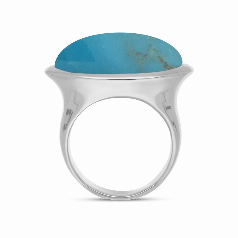 Sterling Silver Turquoise Wide Oval Flow Ring D