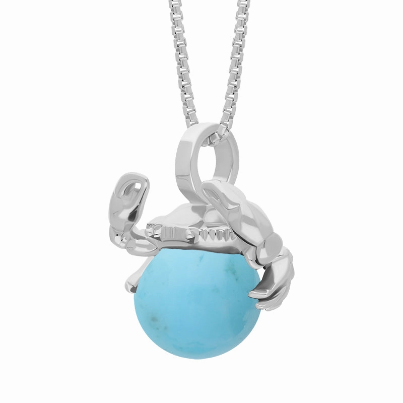Sterling Silver Turquoise Zodiac Cancer 8mm Bead Pendant