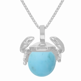Sterling Silver Turquoise Zodiac Cancer 8mm Bead Pendant