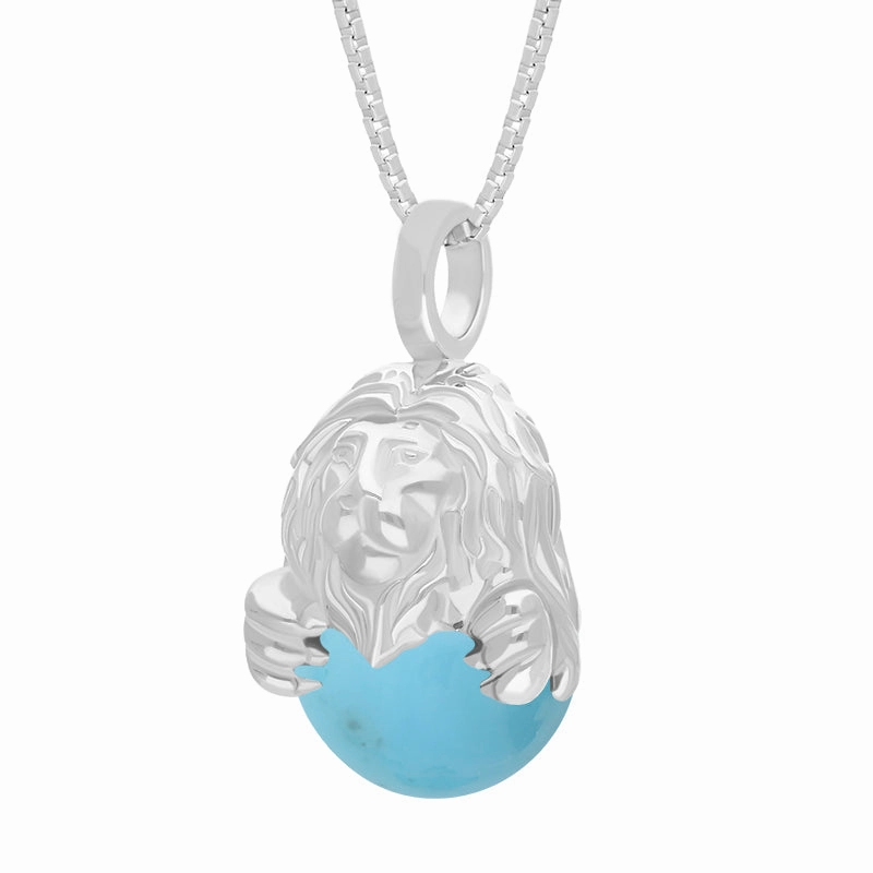 Sterling Silver Turquoise Zodiac Leo 10mm Bead Pendant