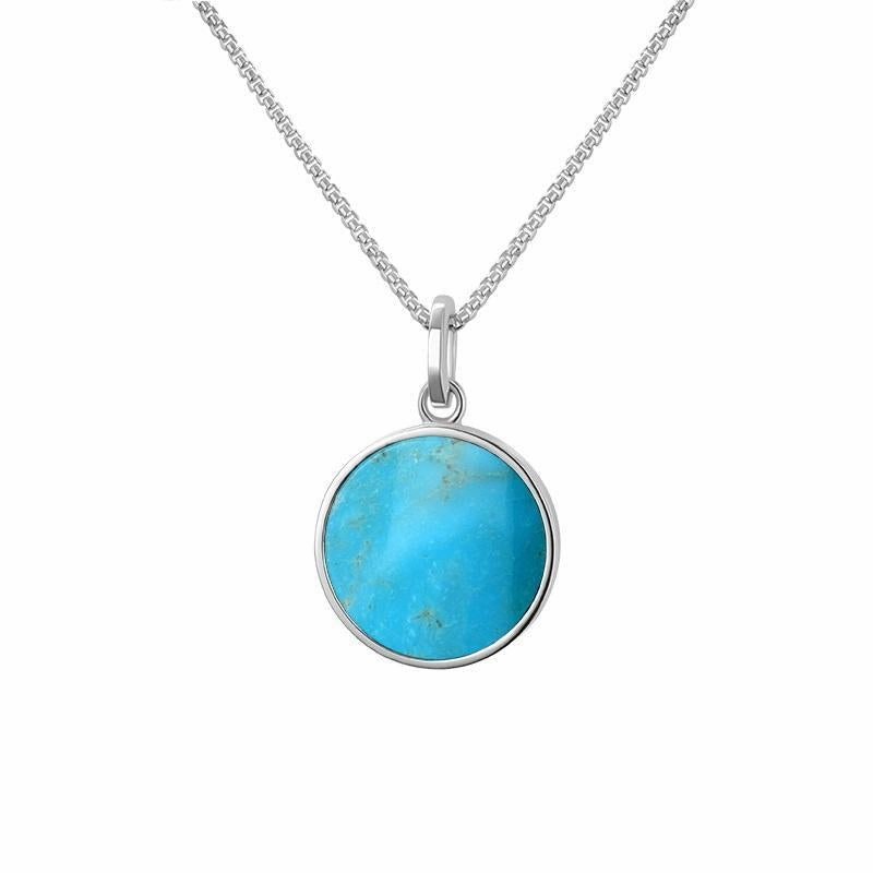 Sterling Silver Turquoise  Zodiac Libra Round Necklace