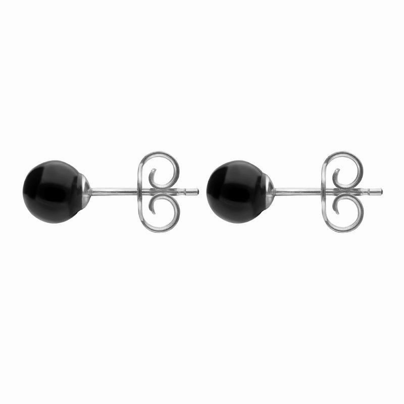 Sterling Silver Whitby Jet 5mm Ball Stud Earrings