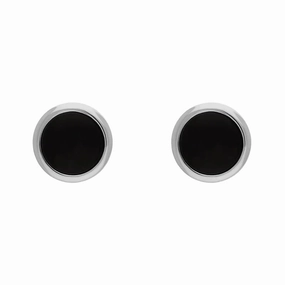 Sterling Silver Whitby Jet 6mm Round Stud Earrings
