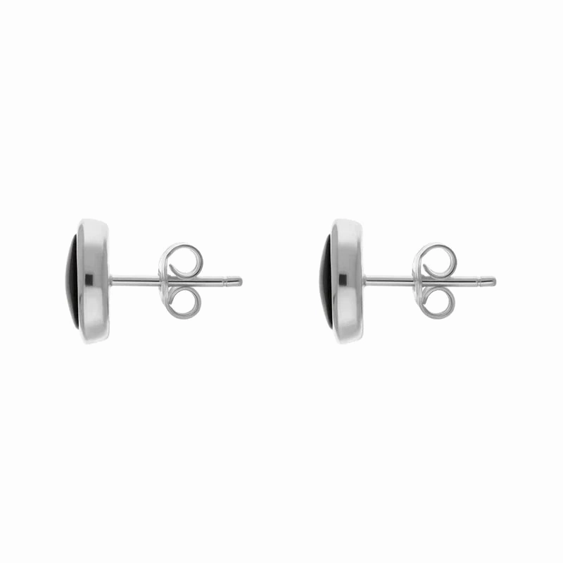 Sterling Silver Whitby Jet 6mm Round Stud Earrings