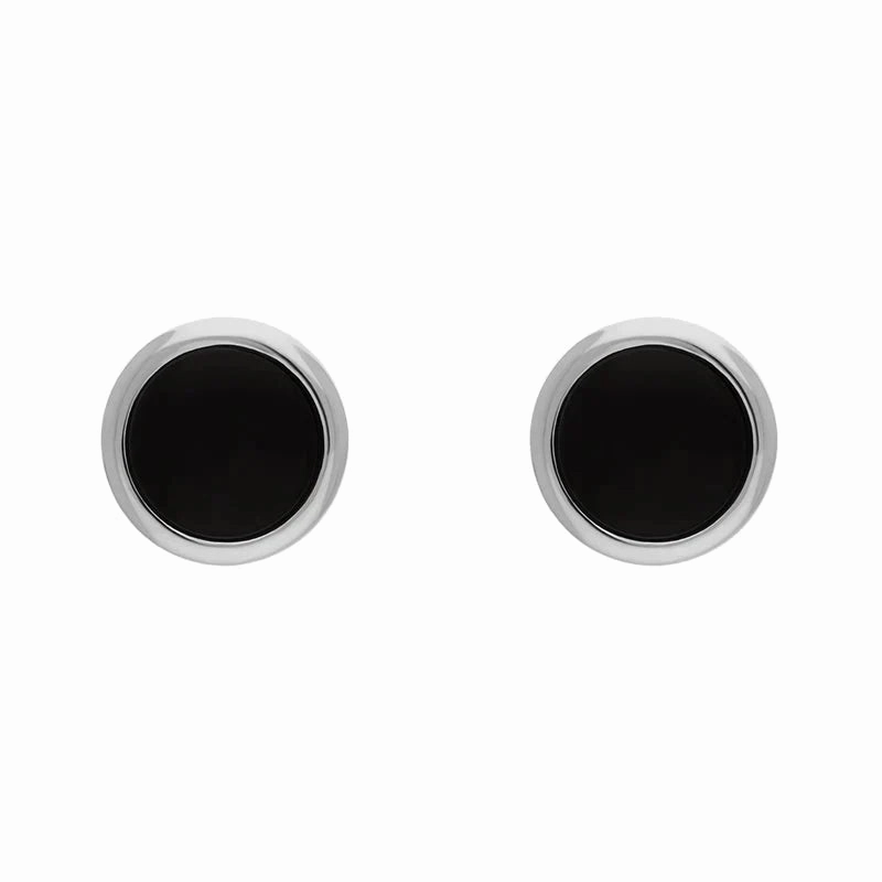 Sterling Silver Whitby Jet 6mm Round Stud Earrings