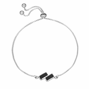 Sterling Silver Whitby Jet Adjustable Chain Bracelet