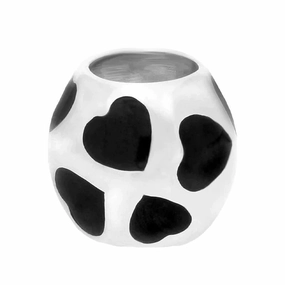 Sterling Silver Whitby Jet Barrel Hearts Charm