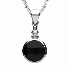 Sterling Silver Whitby Jet Bottle Top Necklace