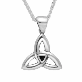 Sterling Silver Whitby Jet Celtic Knot Pendant Necklace