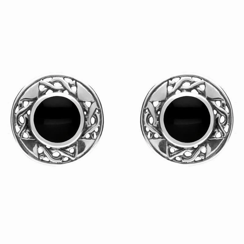 Sterling Silver Whitby Jet Celtic Oval Four Piece Set