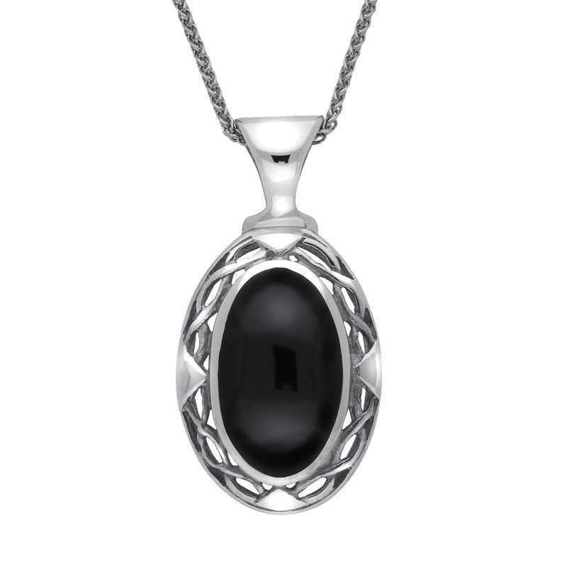 Sterling Silver Whitby Jet Celtic Oval Four Piece Set