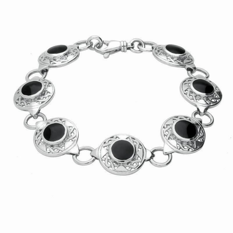 Sterling Silver Whitby Jet Celtic Oval Four Piece Set