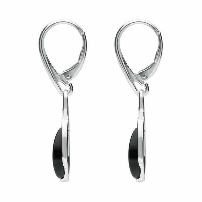 Sterling Silver Whitby Jet Celtic Pear Drop Earrings