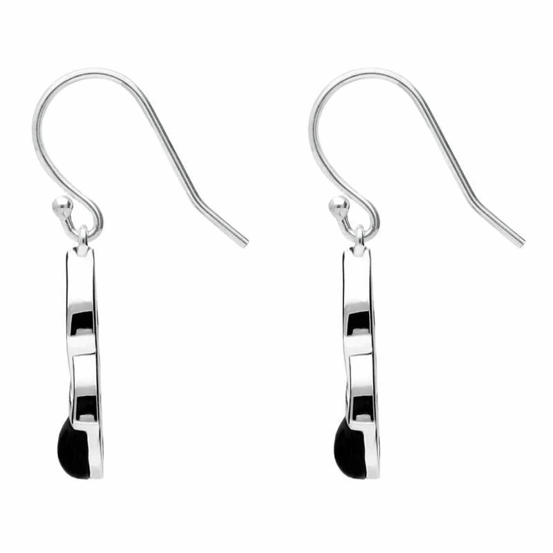 Sterling Silver Whitby Jet Celtic Twist Hook Earrings