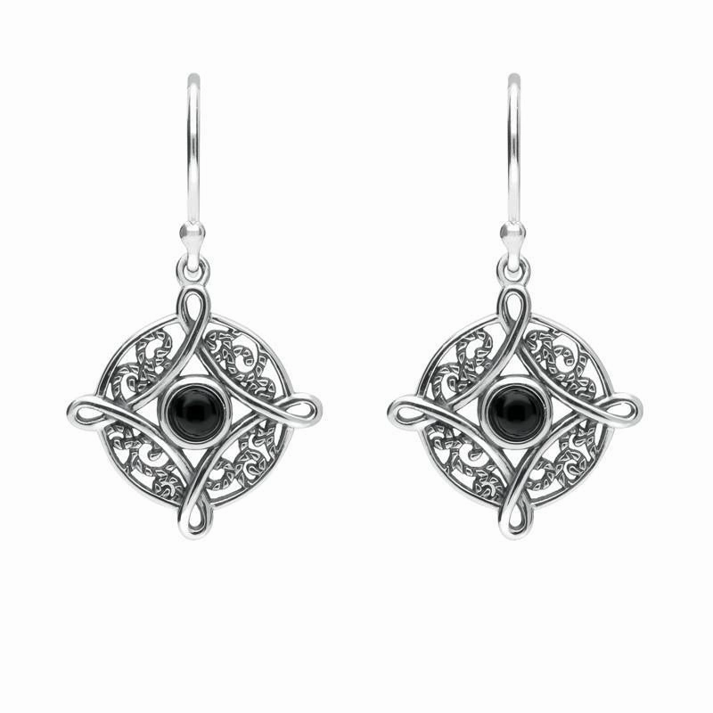 Sterling Silver Whitby Jet Chain Drop Earrings
