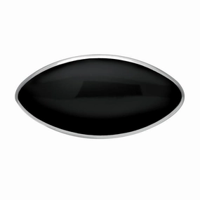 Sterling Silver Whitby Jet Contemporary Long Oval Brooch
