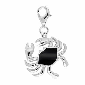 Sterling Silver Whitby Jet Crab Charm