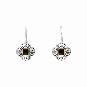 Sterling Silver Whitby Jet Cross Hook Earrings D