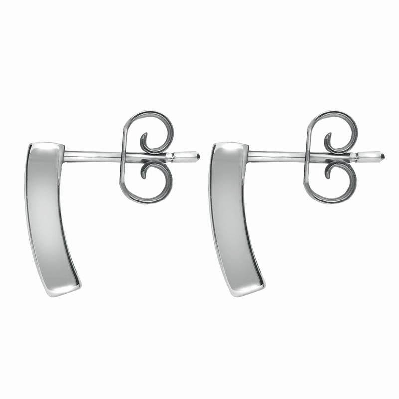 Sterling Silver Whitby Jet Curved Oblong Stud Earrings