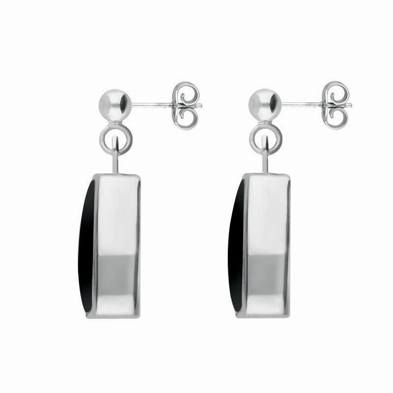 Sterling Silver Whitby Jet Dinky Barrel Drop Earrings
