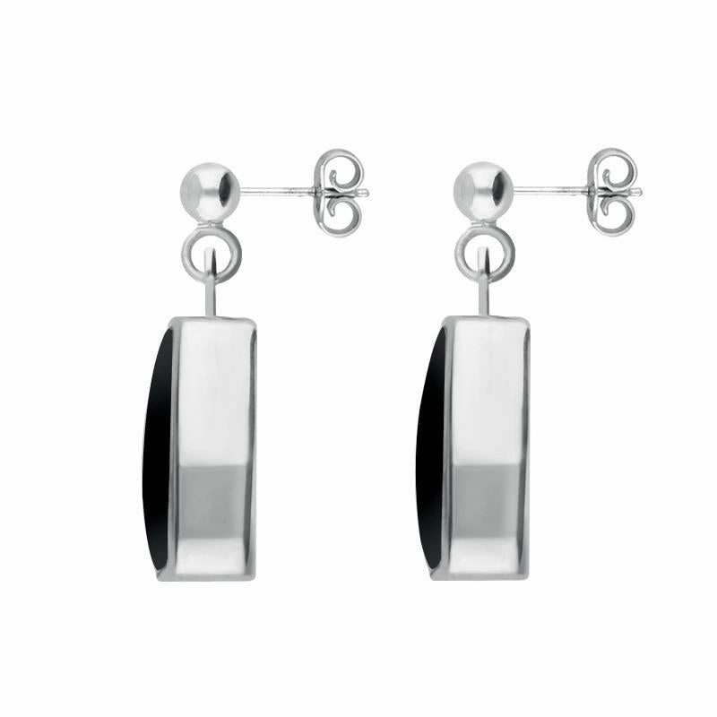 Sterling Silver Whitby Jet Dinky Barrel Drop Earrings
