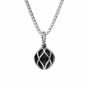 Sterling Silver Whitby Jet Emma Stothard Silver Darling 10mm Float Charm Necklace