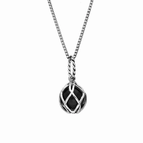 Sterling Silver Whitby Jet Emma Stothard Silver Darling 8mm Float Charm Necklace