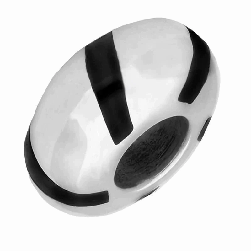 Sterling Silver Whitby Jet Five Stone Stripy Charm