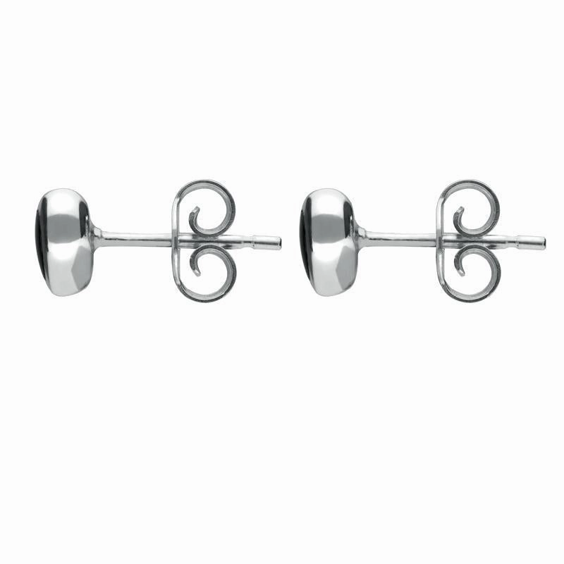 Sterling Silver Whitby Jet Framed Heart Stud Earrings