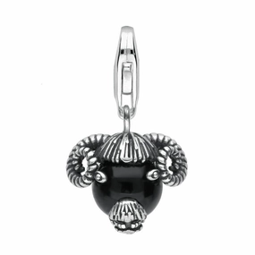 Sterling Silver Whitby Jet Great Yorkshire Show Rams Head Charm