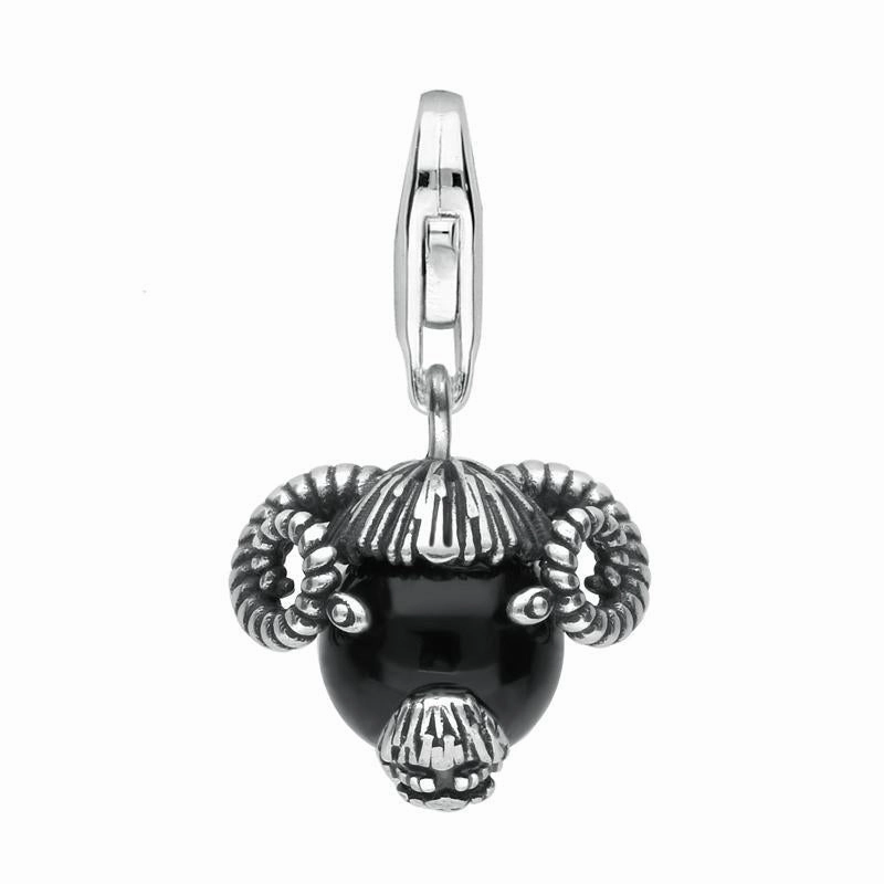 Sterling Silver Whitby Jet Great Yorkshire Show Rams Head Charm