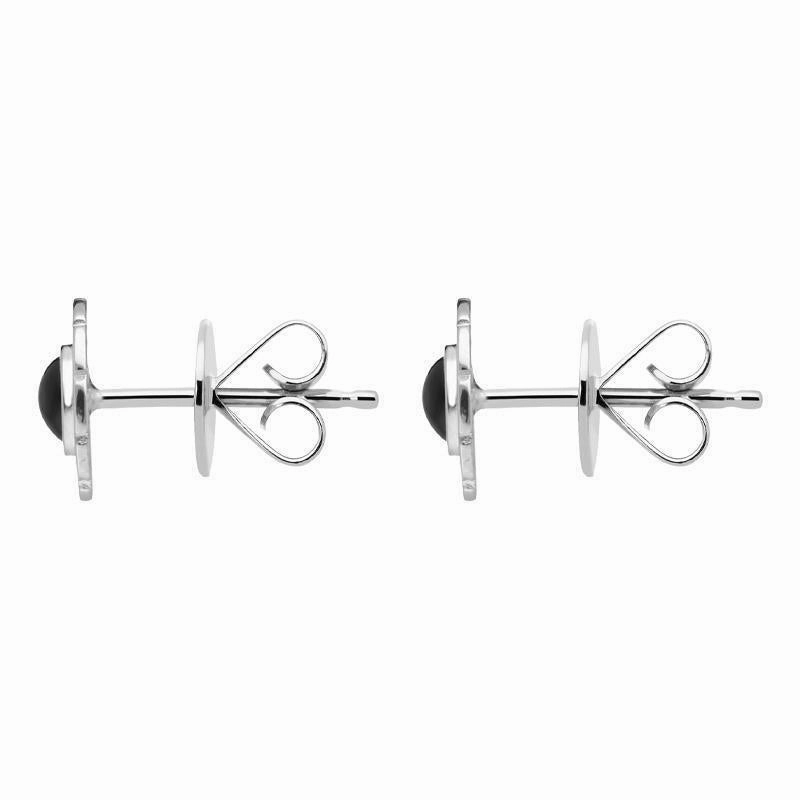 Sterling Silver Whitby Jet Greek Style Stud Earrings