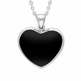 Sterling Silver Whitby Jet Heart Necklace