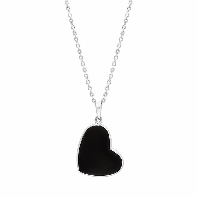 Sterling Silver Whitby Jet Heart Necklace