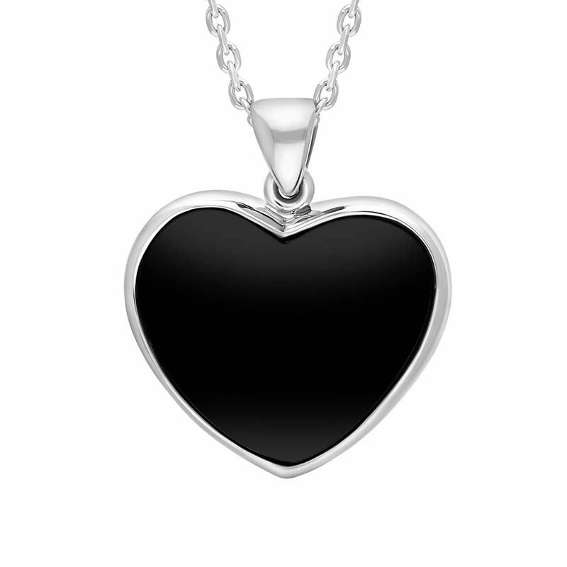 Sterling Silver Whitby Jet Heart Necklace