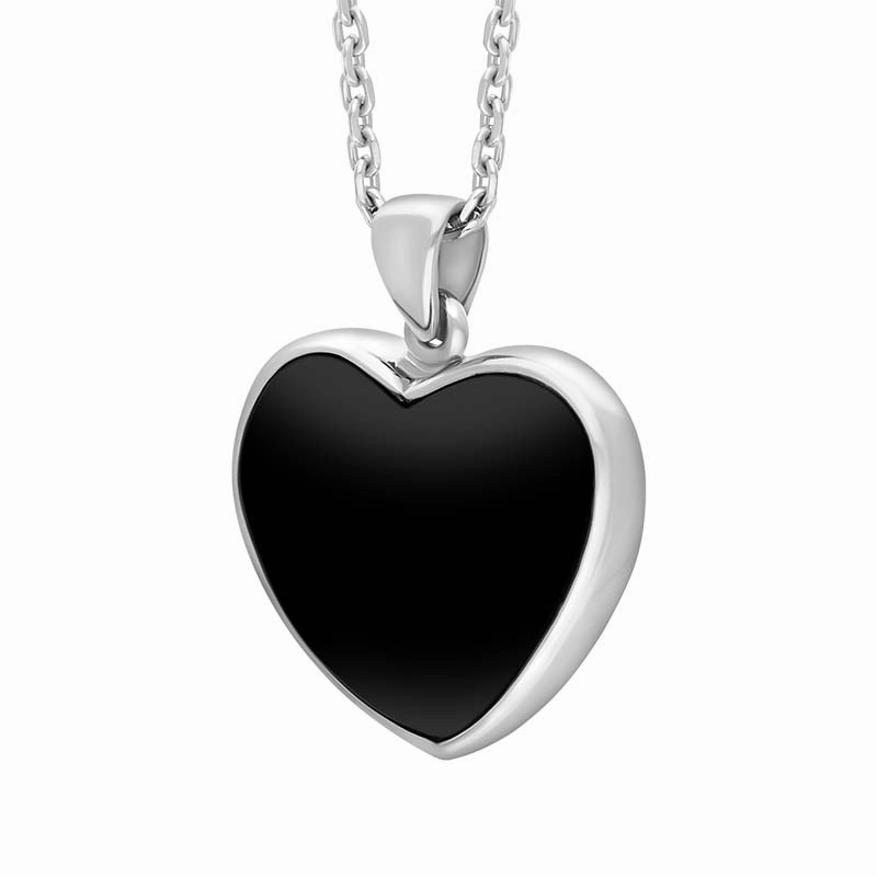 Sterling Silver Whitby Jet Heart Necklace