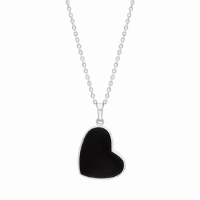 Sterling Silver Whitby Jet Heart Necklace