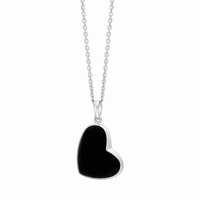Sterling Silver Whitby Jet Heart Necklace