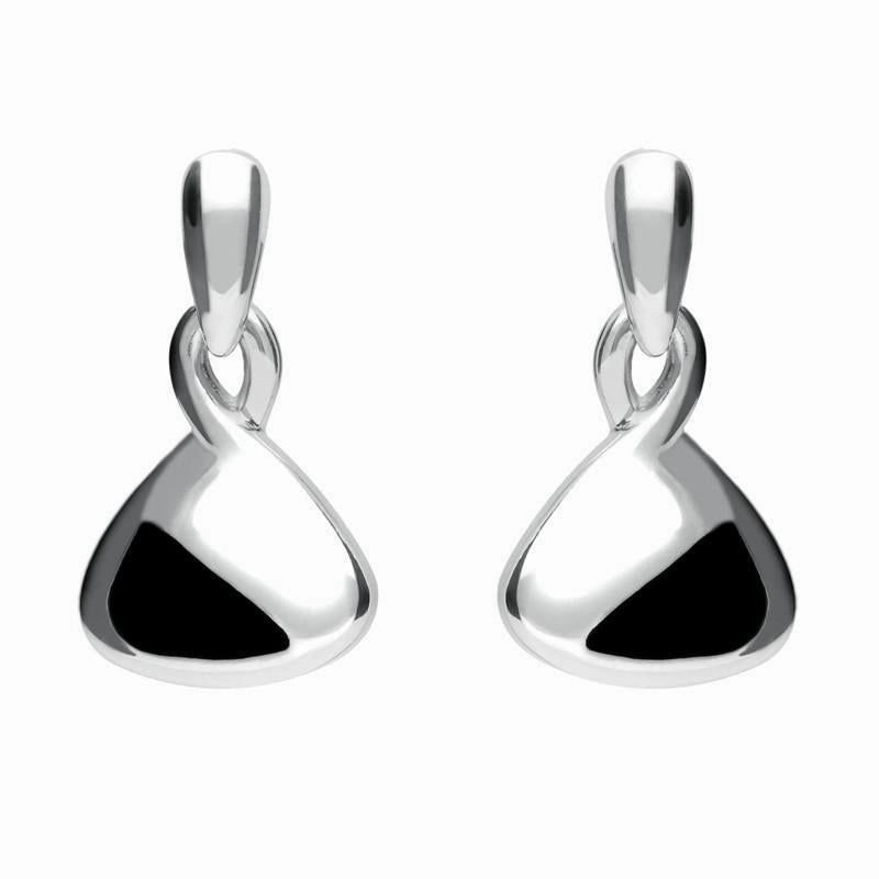 Sterling Silver Whitby Jet Heritage Freeform Drop Earrings D