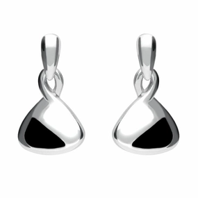 Sterling Silver Whitby Jet Heritage Freeform Drop Earrings D