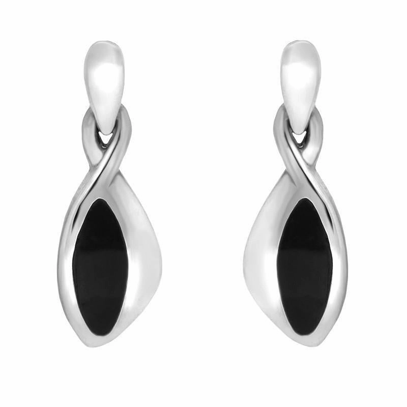 Sterling Silver Whitby Jet Heritage Freeform Drop Earrings