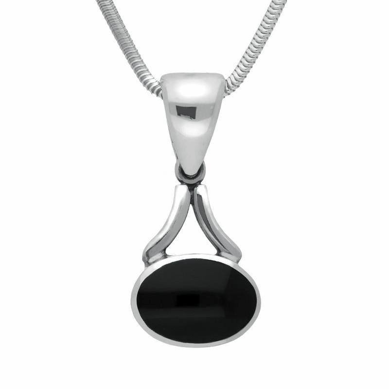 Sterling Silver Whitby Jet Heritage Oval Necklace