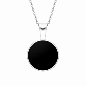 Sterling Silver Whitby Jet Heritage Round Necklace