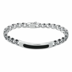 Sterling Silver Whitby Jet Identity Bracelet
