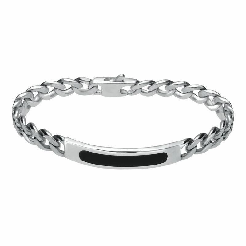 Sterling Silver Whitby Jet Identity Bracelet